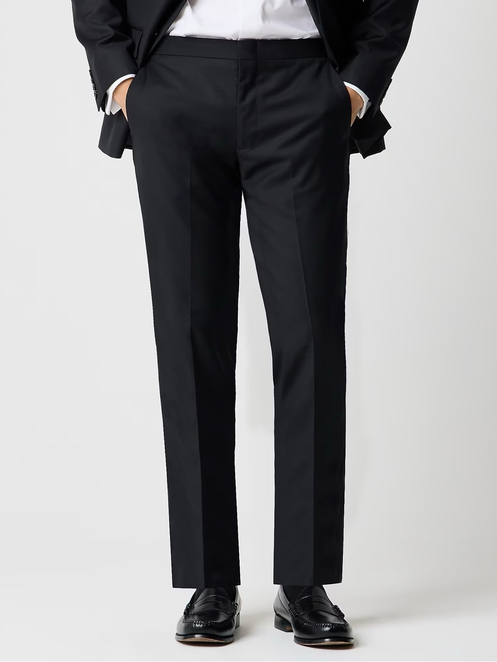 J Crew Factory Slim-fit Thompson tuxedo pant 100%wool black AZ236 Sz 34 X 30 NWT